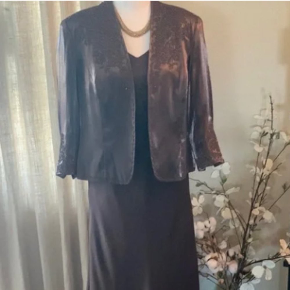 Alex Evening Mother-of-the-Bride 2 Piece Bronze Shimmery Dress 14P